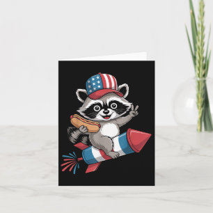 Funny Raccoon 4th Of July Hot Dog Fourth Of July Card