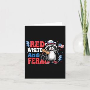 Funny Raccoon 4th Of July Patriotic Cute Red White Card