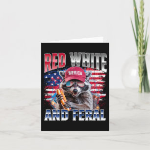 Funny Raccoon 4th Of July Usa Patriotic Red White Card