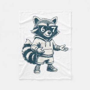 Funny Raccoon 67 Meme Six Seven Fleece Blanket
