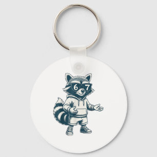 Funny Raccoon 67 Meme Six Seven Keychain