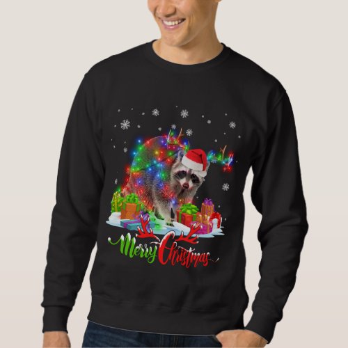 Funny Raccoon Animal Merry Christmas Party Family  Sweatshirt