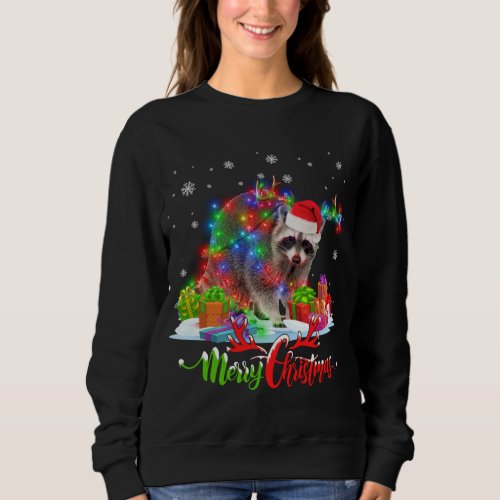 Funny Raccoon Animal Merry Christmas Party Family  Sweatshirt