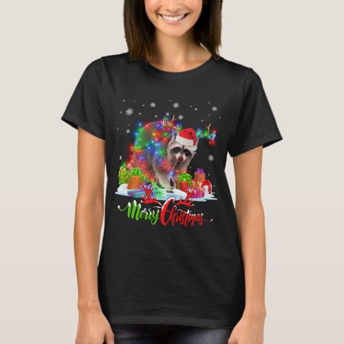 Funny Raccoon Animal Merry Christmas Party Family  T_Shirt