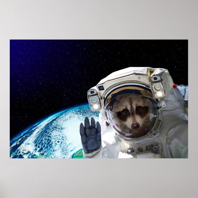 Funny Raccoon Astronaut Poster (Front)