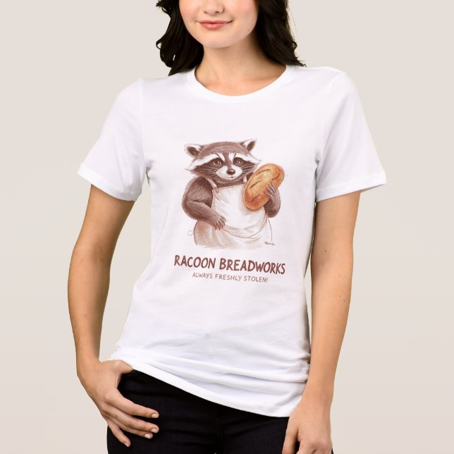 Funny Raccoon Baker T-Shirt 🥖 “Racoon Breadworks Tri-Blend Shirt (Front)