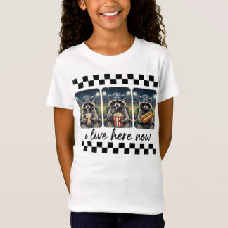 Funny Raccoon Baseball Fan – I Live Here Now Stadi T-Shirt