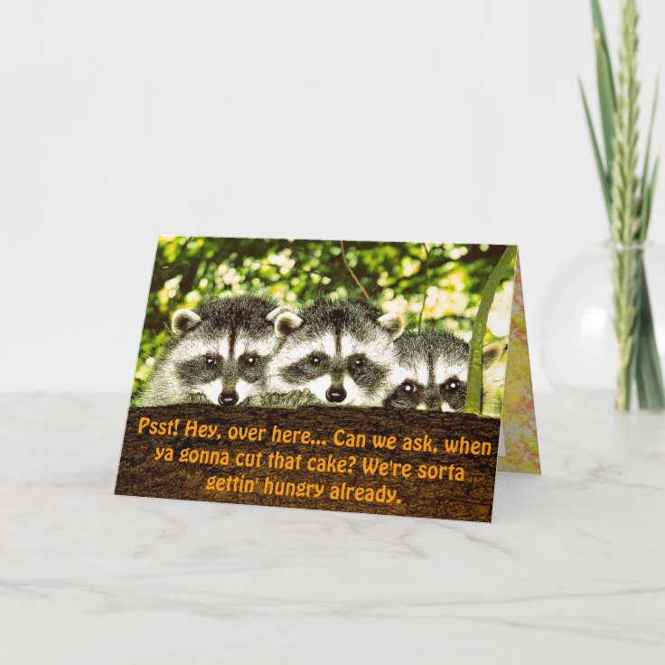 Funny Raccoon Birthday Card 2 | Zazzle