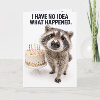 Funny Raccoon Birthday Card | Cake Evidence Humor