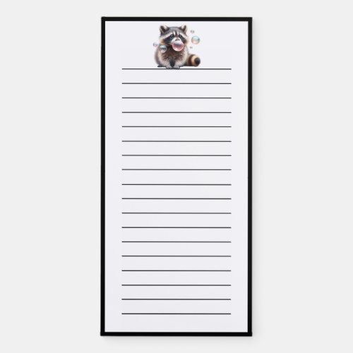 Funny Raccoon Blowing Bubbles Gum Pink Lined Magnetic Notepad