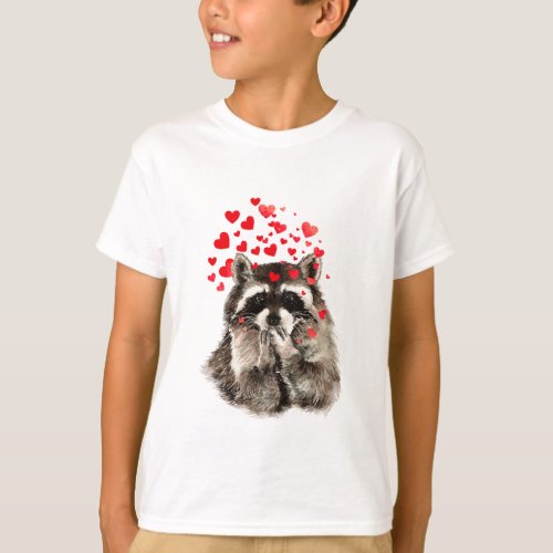Funny Raccoon Blowing kisses  Love Hearts T_Shirt