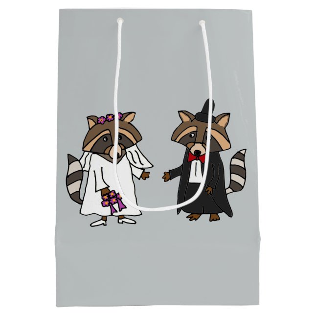 Funny Raccoon Bride and Groom Gift Bag (Back)