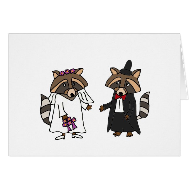 Funny Raccoon Bride and Groom Wedding Art (Front Horizontal)