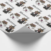 Funny Raccoon Bride and Groom Wedding Art Wrapping Paper (Corner)