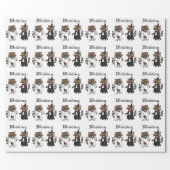 Funny Raccoon Bride and Groom Wedding Art Wrapping Paper (Flat)