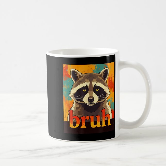 Funny Raccoon Bruh Meme Teens Boys Girls Men Graph Coffee Mug (Right)