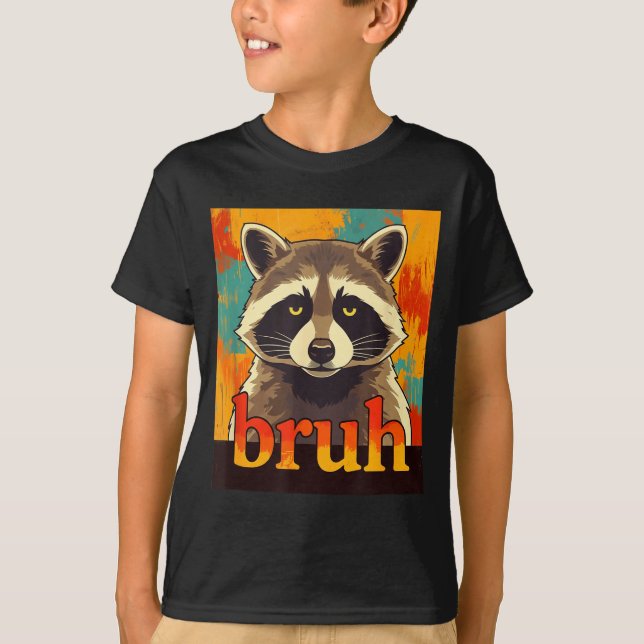 Funny Raccoon Bruh Meme Teens Boys Girls Men Graph T-Shirt (Front)