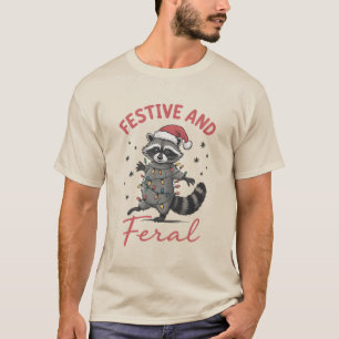 Funny Raccoon Christmas Feral Meme Xmas  T-Shirt