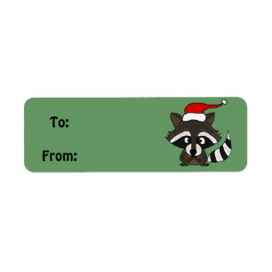 Funny Raccoon Christmas Gift Tag or Address Label