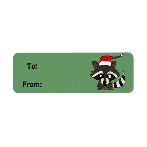 Funny Raccoon Christmas Gift Tag or Address Label