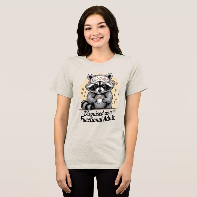 Funny Raccoon Coffee Lover Shirt Disguised as a Fu (Front Full)