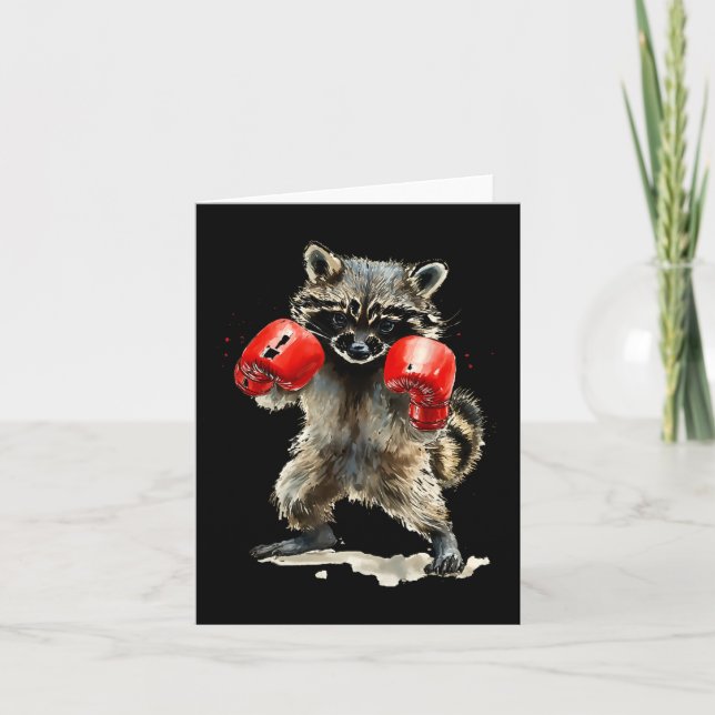 Funny Raccoon Costume Sport Boxing Gloves Lovers  Card (Front)