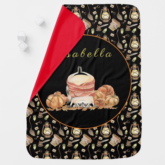 Funny Raccoon Customize Text and Color Baby Blanket (In Situ)