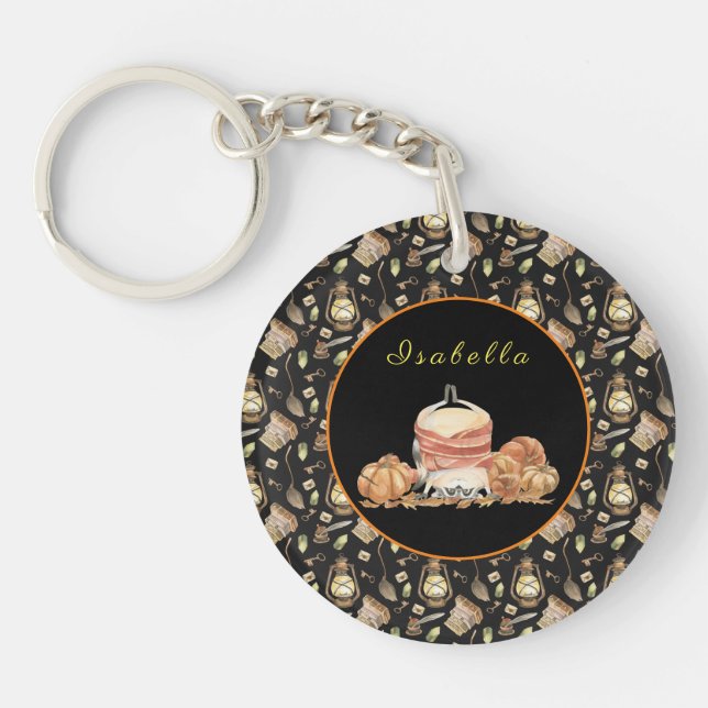 Funny Raccoon Customize Text and Color Keychain (Front)
