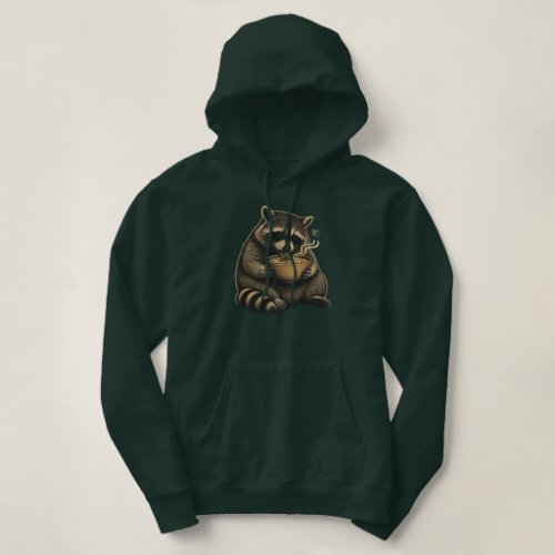 Funny Raccoon Drinking Hot Soup Hoodie