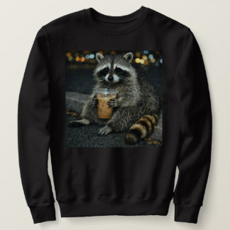 Funny Raccoon Drinking Iced Coffee — Cute Animal  Sweatshirt