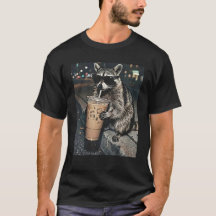 Funny Raccoon Drinking Iced Coffee
