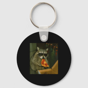 Funny Raccoon Eating Zza Animal Meme Keychain