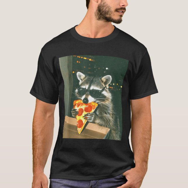 Funny Raccoon Eating Zza Animal Meme Men Women Kid T-Shirt (Front)