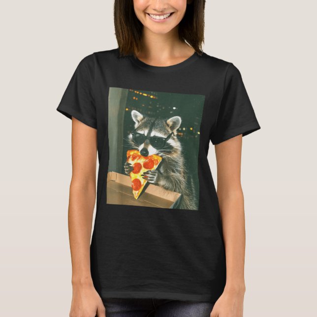Funny Raccoon Eating Zza Animal Meme Men Women Kid T-Shirt (Front)