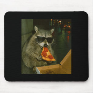 Funny Raccoon Eating Zza Animal Meme Mouse Pad