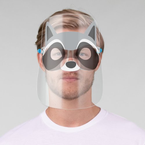 Funny Raccoon Face  Cartoon Animal Face Shield