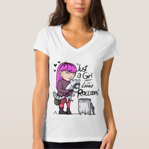 Funny Raccoon Gift Kids Cool Just A Girl Who Loves T_Shirt
