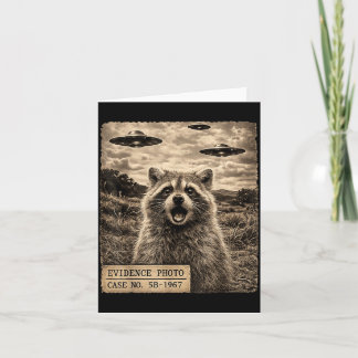 Funny Raccoon Graphic Alien Ufo Evidence Photo Card