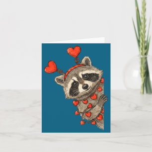 Funny Raccoon Heart Valentine Animal Raccoon Lover Card