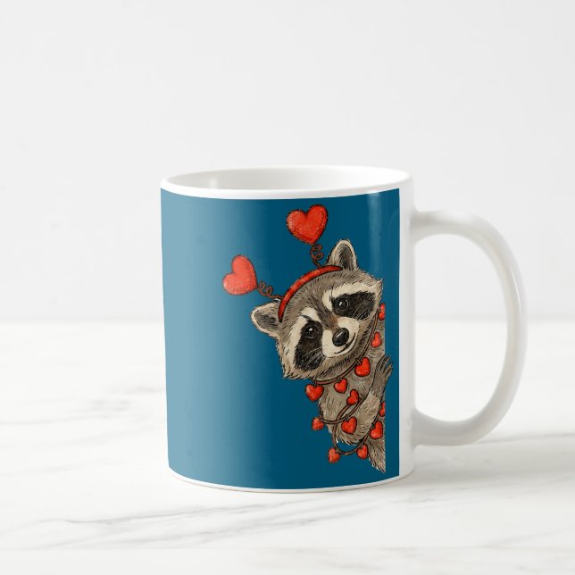 Funny Raccoon Heart Valentine Animal Raccoon Lover Coffee Mug (Right)