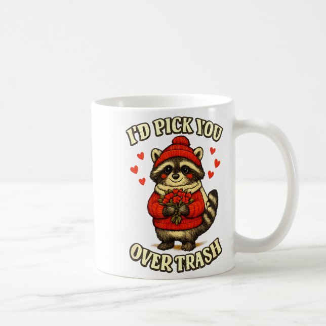 Funny Raccoon I’d Ck You Over Trash Valentines Day Coffee Mug (Right)