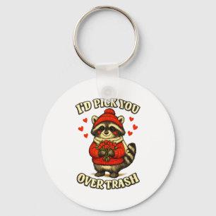 Funny Raccoon I’d Ck You Over Trash Valentines Day Keychain