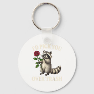 Funny Raccoon I’d Ck You Over Trash Valentines Day Keychain