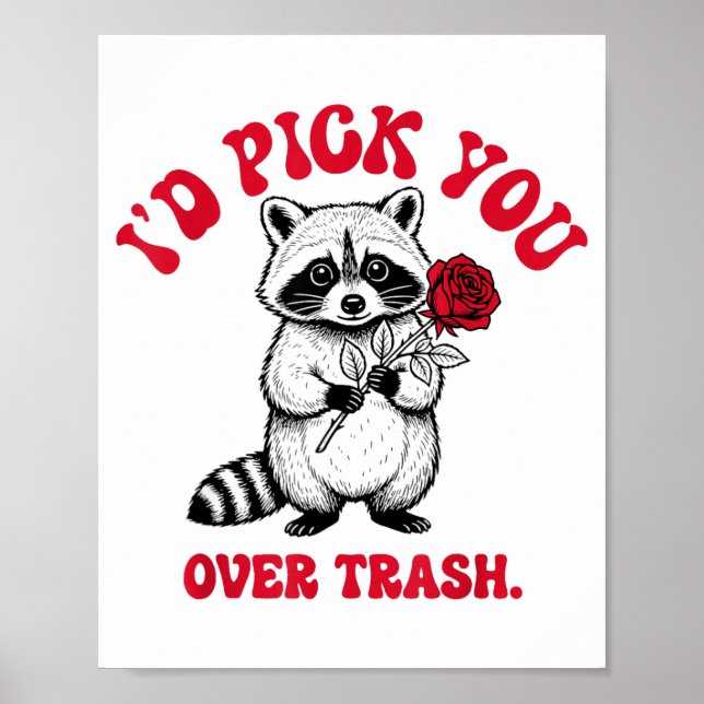 Funny Raccoon I’d Ck You Over Trash Valentines Day Poster (Front)