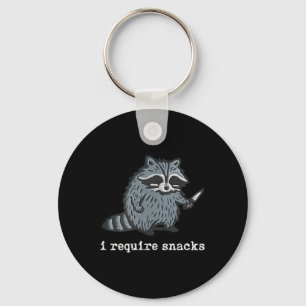 Funny Raccoon I Require Snacks For Men Women Keychain