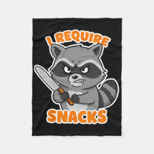 Funny Raccoon I Require Snacks Halloween Humor Car Fleece Blanket