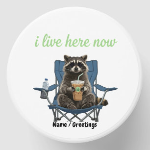 Funny Raccoon Iced Coffee I Live Here Now Mini Candle Favors