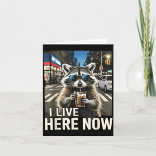 Funny Raccoon Iced Coffee Live Here City Trash Card