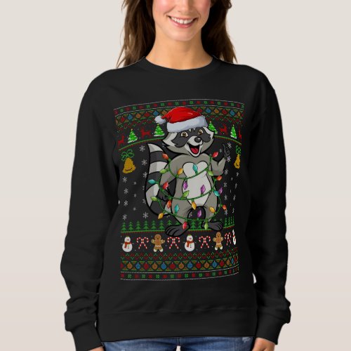 Funny Raccoon Lover Xmas Santa Hat Raccoon Ugly Ch Sweatshirt