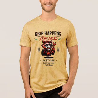 Funny Raccoon Mechanic Racing T-Shirt – Fast-ish Tri-Blend Shirt